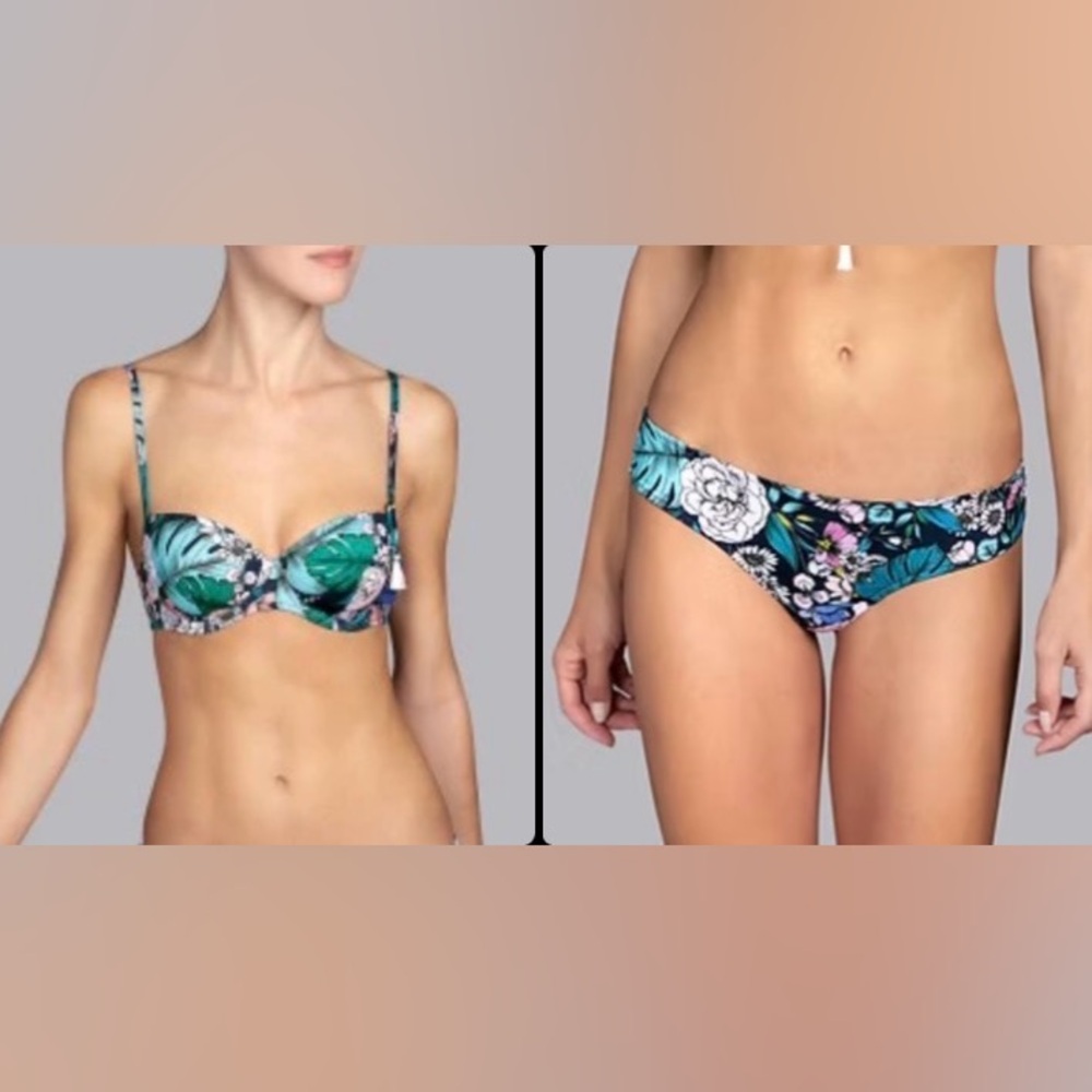 Sarda Shelter PADDED UNDERWIRE BIKINI TOP 32D and XS cheeky bottoms